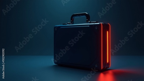 Futuristic cybersecurity analyst briefcase glowing subtly in a dark room for advanced tech environments