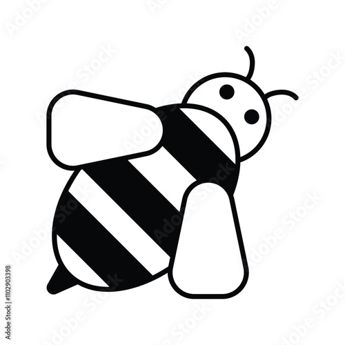 bee glyph icon with white background vector stock illustration
