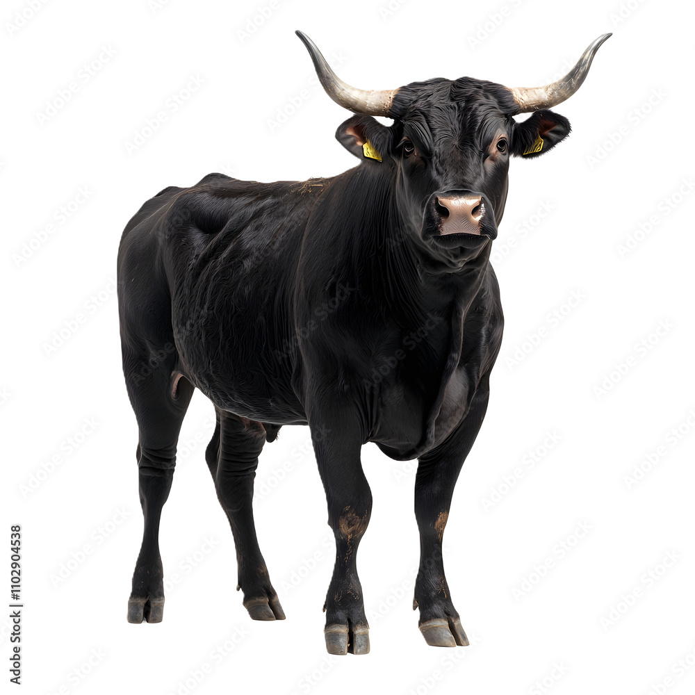 Majestic Black Bull Farm Animal Isolated on White Majestic Black Bull Farm Animal Isolated on White