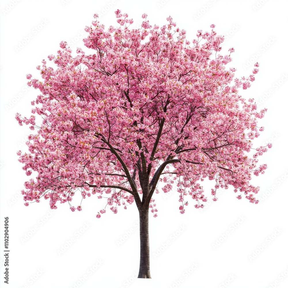 Obraz premium Spring Cherry Blossom Tree isolated on white background