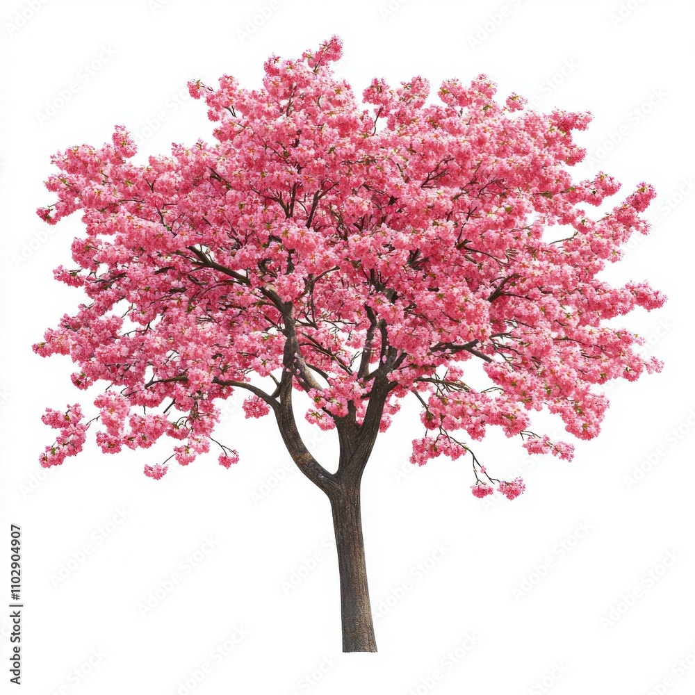 Obraz premium Spring Cherry Blossom Tree isolated on white background