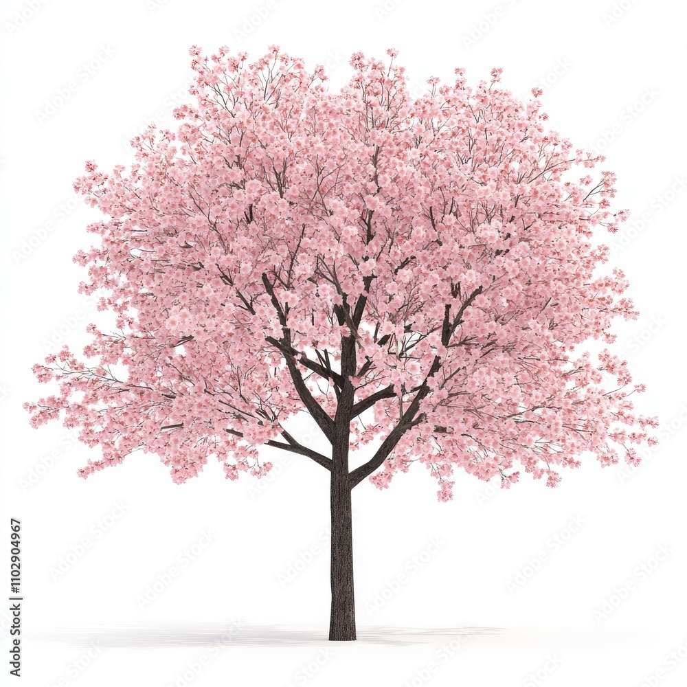 Fototapeta premium Spring Cherry Blossom Tree isolated on white background