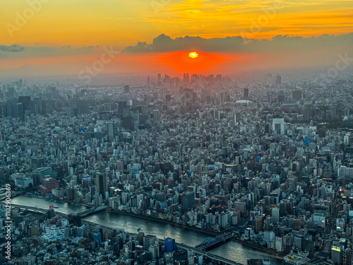 Sunset Over The Tokyo City Japan
