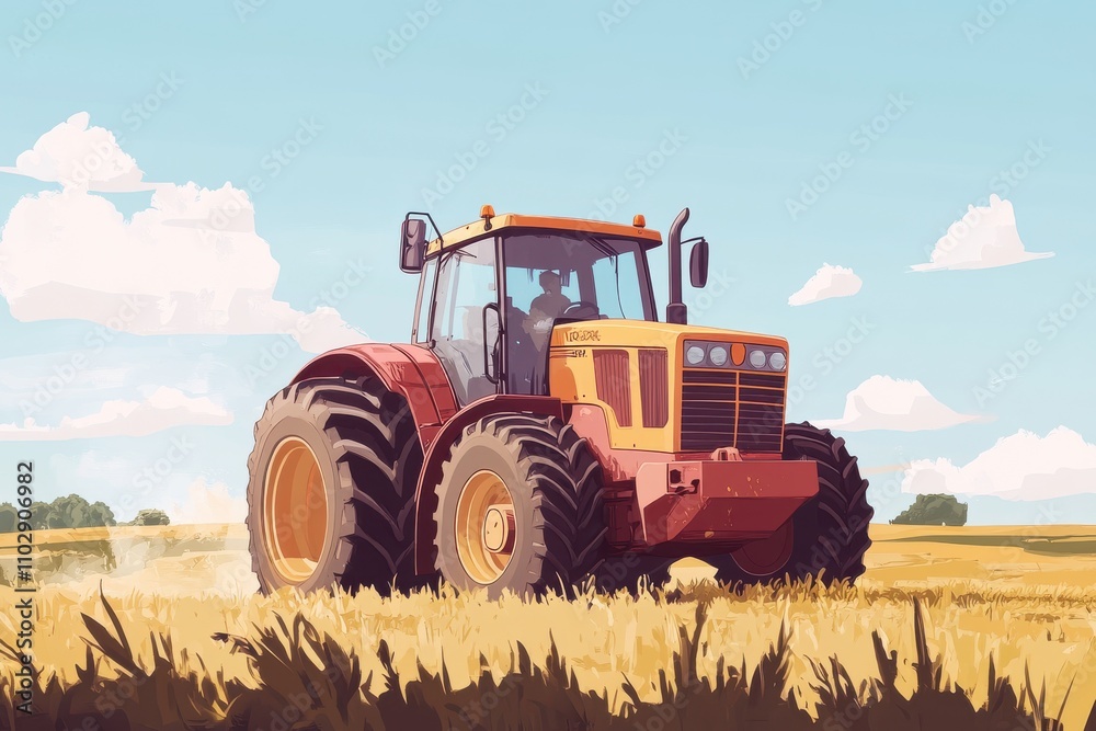 Fototapeta premium Tractor for farm work modern agricultural transport working in the field modern tractor close-up