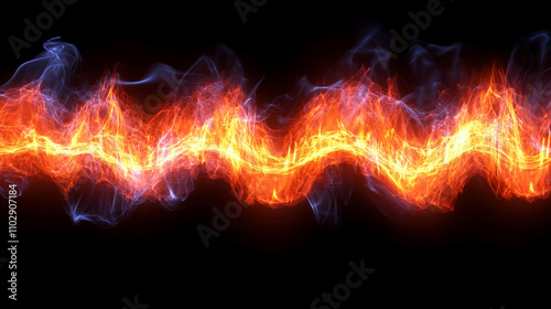 Vibrant sound wave graphic illustrating clarity in voice with fiery colors and dynamic movement, showcasing energy and intensity