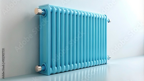 Wallpaper Mural Light Blue Radiator Heater Panoramic Photo, Home Heating System, Warmth, Cozy Home, Energy Efficiency, Winter Comfort Torontodigital.ca