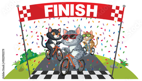 Cats Cycling to the Finish Line