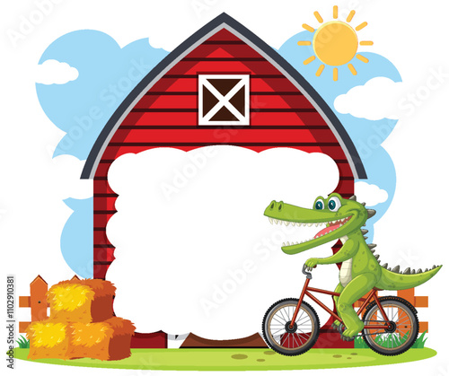 Crocodile Cycling by the Barn