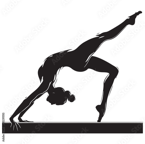 Gymnastics female vector illustration silhouette