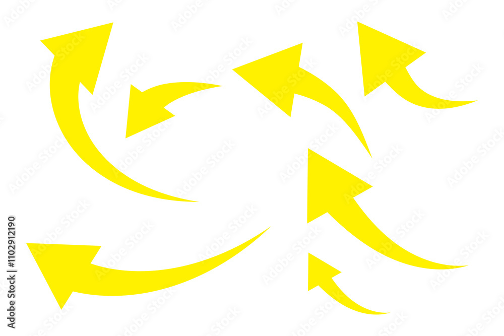 Arrow up icons. Set of curve rise increase arrows. Growth pictogram isolated. Vector illustration. Arrow up icons. Set of curve rise increase arrows. Growth pictogram isolated. Vector illustration.