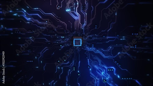 Motherboard CPU GPU Circuit Board Background circuit board. Digital technology. Central computer processor CPU chip. PCB artificial intelligence processor AI chip CPU circuit board technology cyber.