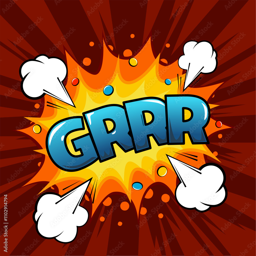Grrrr angry bubble speech with text comic book style expression