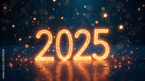 2025 New Year Sparkles. Concept of celebration, hope, and future.