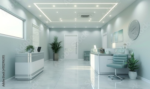 a bright modern professional clinic medical space emerge with office and medical equipments all in one healthcare center concept background