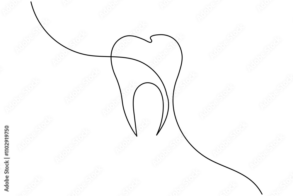 Continuous one line art of teeth isolated flat vector illustration Continuous one line art of teeth isolated flat vector illustration