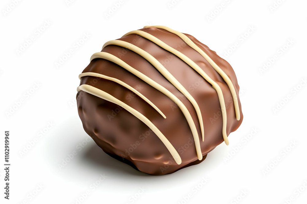 Delicious chocolate truffle coated with rich dark chocolate and drizzled with white chocolate, perfect for desserts and sweet treats lovers Delicious chocolate truffle coated with rich dark chocolate and drizzled with white chocolate, perfect for desserts and sweet treats lovers