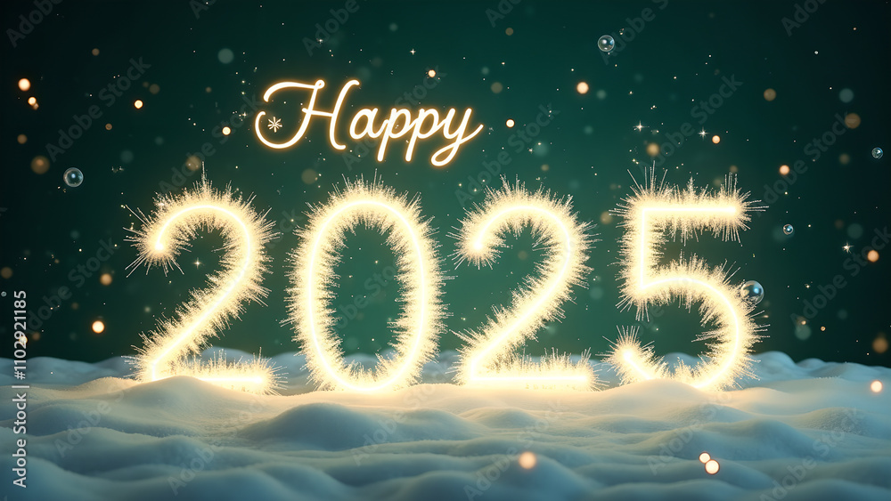 Happy New Year 2025 Sparkler Design. Concept of celebration, holiday, and winter. Happy New Year 2025 Sparkler Design. Concept of celebration, holiday, and winter.