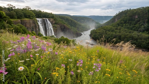 Wildflowers blooming along the banks of the Bloomfield River near Wujal Wujal Falls, bloomfield river, riverbanks, flower blooms photo