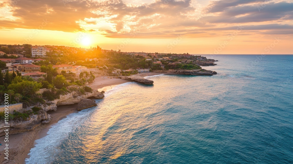 Fototapeta premium Ocean wave and sunset view