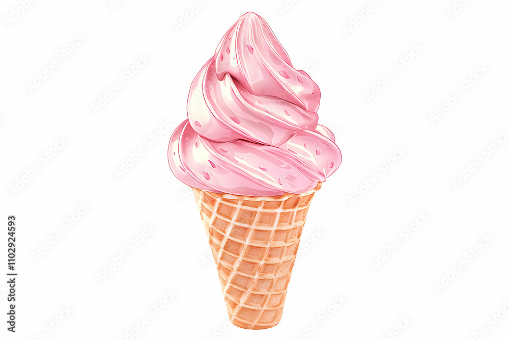 Delicious Pink Soft Serve Ice Cream Cone with Swirls and Fresh Strawberries on a Crisp Waffle Cone Perfect for Summer Treats and Sweet Desserts Delicious Pink Soft Serve Ice Cream Cone with Swirls and Fresh Strawberries on a Crisp Waffle Cone Perfect for Summer Treats and Sweet Desserts