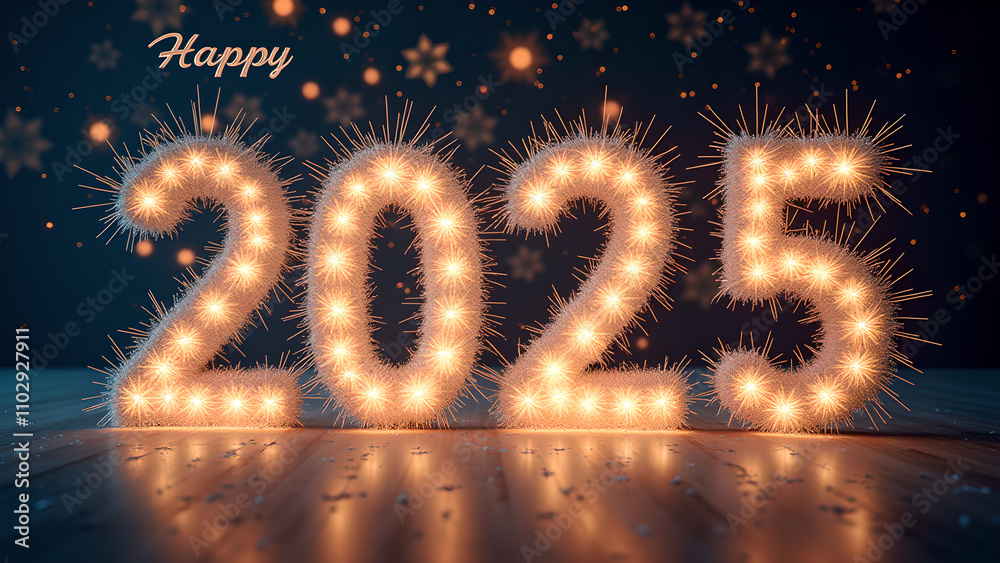 2025 New Year's Eve Celebration with Sparkling Lights. Concept of celebration, hope, and new beginnings. 2025 New Year's Eve Celebration with Sparkling Lights. Concept of celebration, hope, and new beginnings.