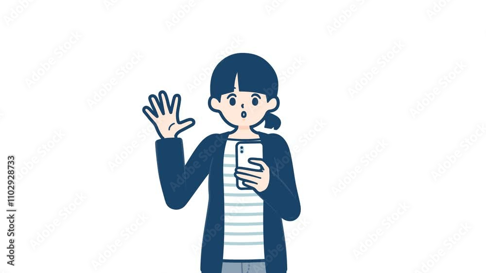 Natural woman_smartphone surprised_with alpha channel Natural woman_smartphone surprised_with alpha channel