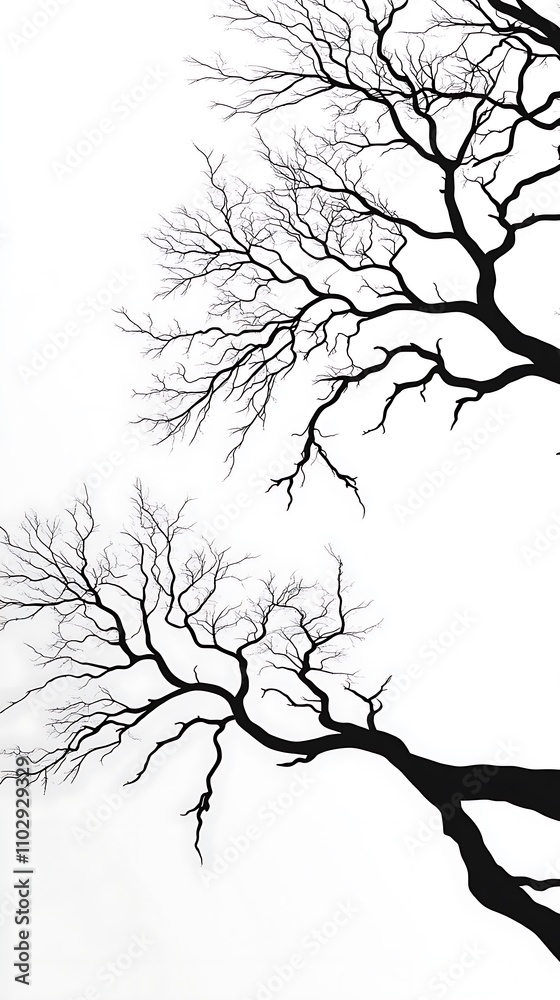 Fototapeta premium Elegant Minimalist Branch Patterns with a Clear Background