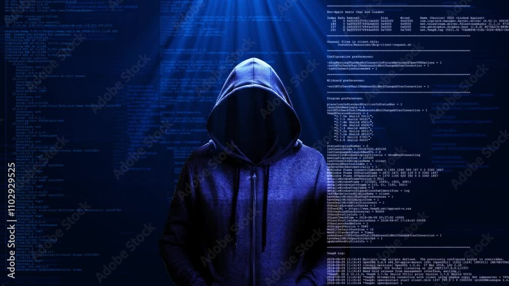 Hacker hoodie Abstract Warning detected System Hacking Attack. Online Security Safety malware program hackers coding virus Cyber attack, breaking malware. Hacked Error System Hack screen cybersecurity