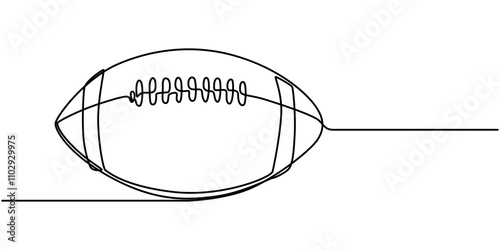 One continuous line drawing American football ball. sport ball concept, Continuous one line drawing of Rugby ball. Modern continuous line draw design graphic vector illustration.