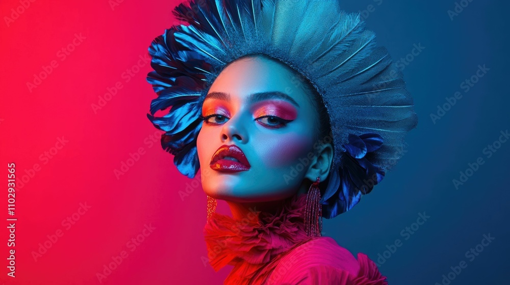 Empowering Alternative Beauty Showcasing Gender Neutral Confidence and Elegance in a Vibrant Editorial Photoshoot This captivating image presents a striking non traditional beauty concept Empowering Alternative Beauty Showcasing Gender Neutral Confidence and Elegance in a Vibrant Editorial Photoshoot This captivating image presents a striking non traditional beauty concept
