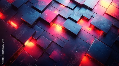 Abstract digital art featuring illuminated geometric shapes and textures.