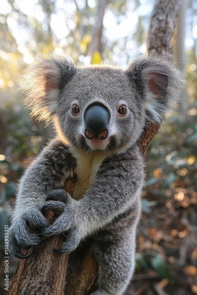 Fototapeta premium A koala sitting in the tree
