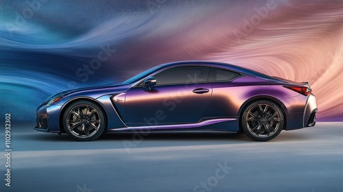 A sleek, modern sports car showcased against a vibrant, abstract background.