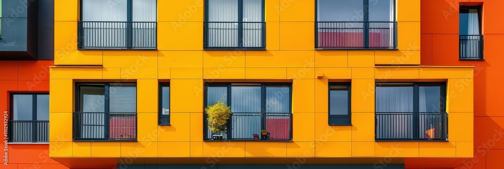 Vibrant Modern Apartment Building: A Study in Geometric Design and Color Vibrant Modern Apartment Building: A Study in Geometric Design and Color