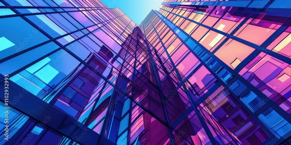 Modern Glass Skyscrapers: A Cityscape of Color and Light Modern Glass Skyscrapers: A Cityscape of Color and Light