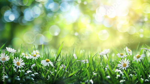 Artistic spring or summer background with fresh grass.