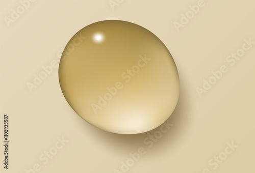 oil and collagen serum drops realistic vector illustration, top view. Cosmetic skin care anti aging liquid