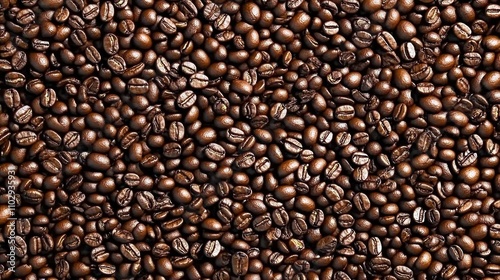 A close-up view of roasted coffee beans, showcasing their rich color and texture.