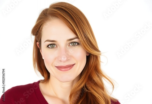 Smiling Woman Red Hair Portrait Headshot Happy Friendly Casual