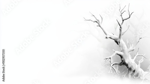 A minimalist illustration of a bare tree branch against a white background.