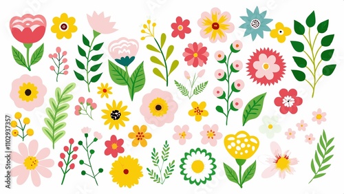 Beautiful romantic flower collection with roses, leaves, floral bouquets, flower compositions. Beautiful collection of blush and roses. Hand drawn floral wreath, Floral wreath with leaves for wedding