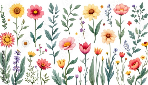 Beautiful romantic flower collection with roses, leaves, floral bouquets, flower compositions. Beautiful collection of blush and roses. Hand drawn floral wreath, Floral wreath with leaves for wedding