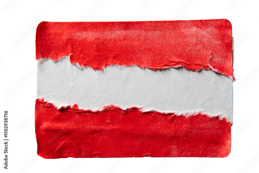 Layers of Red and white torn paper sticker Layers of Red and white torn paper sticker