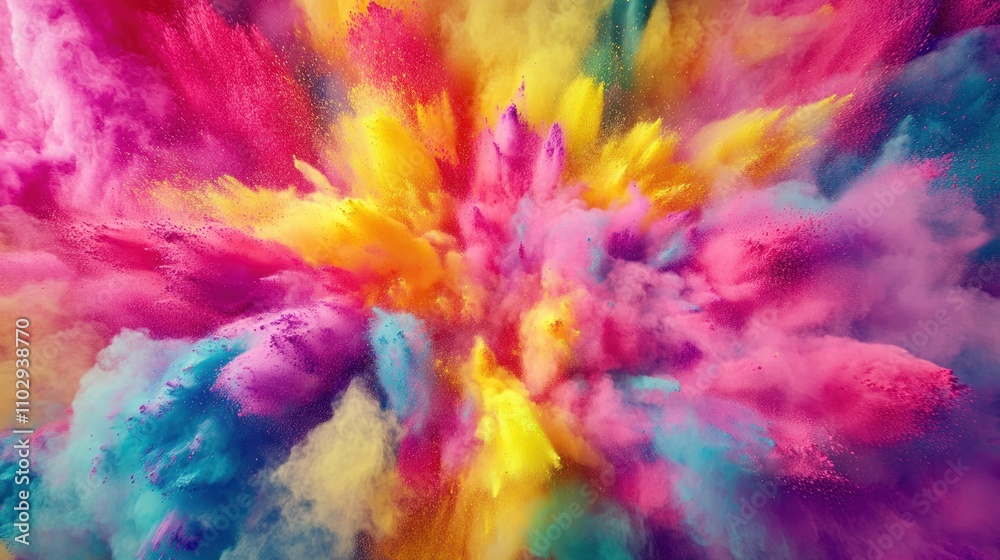 Fototapeta premium A vibrant explosion of colorful powders creating a dynamic, artistic display.