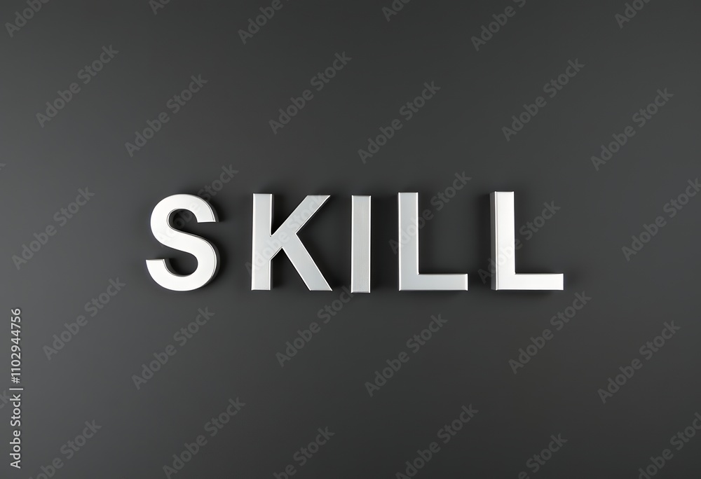 Obraz premium Skill Development Silver Letters on Dark Gray Background