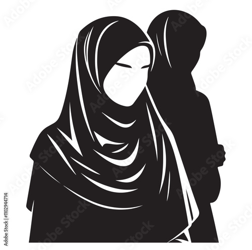 hijab style silhouette illustration vector