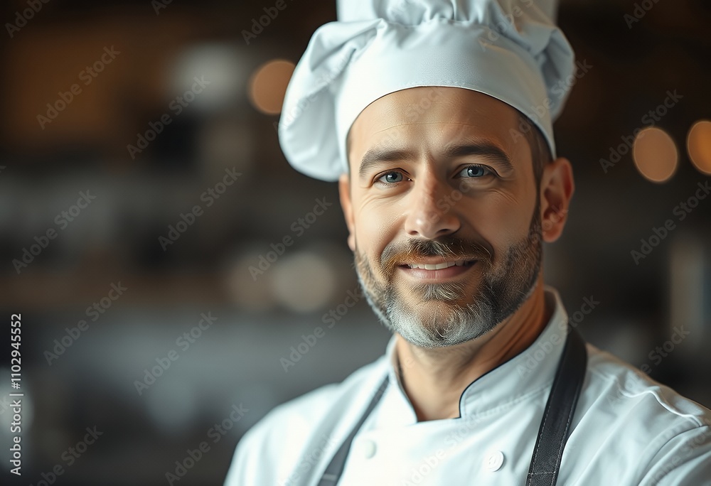Confident Male Chef Portrait Culinary Professional Restaurant Kitchen Confident Male Chef Portrait Culinary Professional Restaurant Kitchen