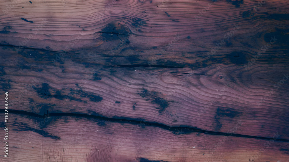 Fototapeta premium Full image of Purpleheart wood surface displaying rich purple hues, natural knots, and contrasting sapwood edges, perfect for woodworking, decor, and unique material designs. 