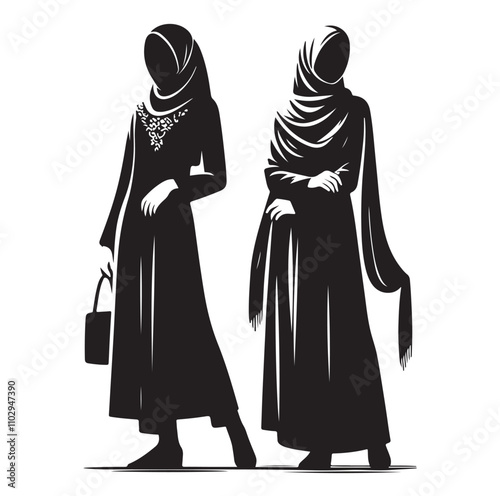 hijab style silhouette illustration vector