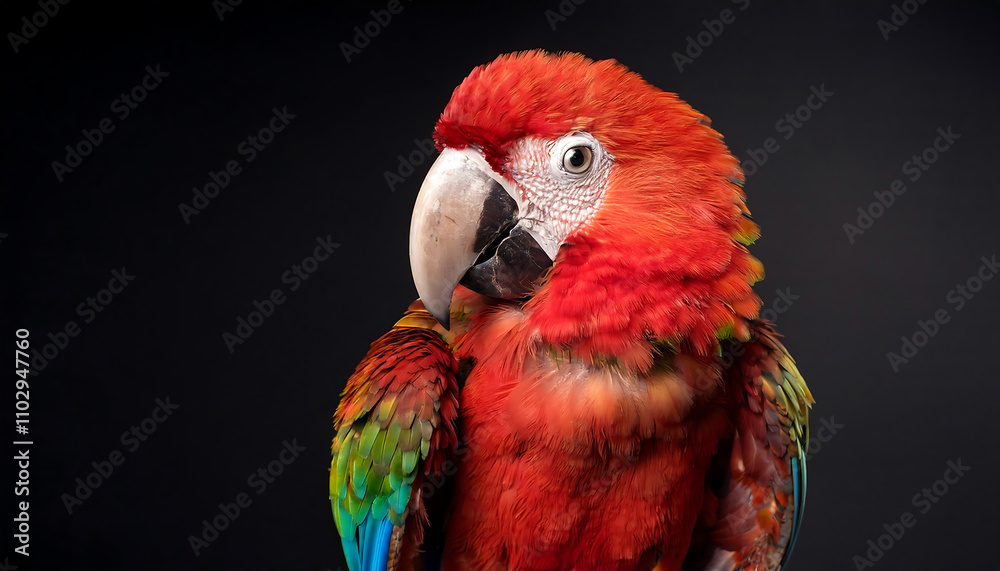Naklejka premium Vivid Parrot Posing: A Burst of Nature's Colors